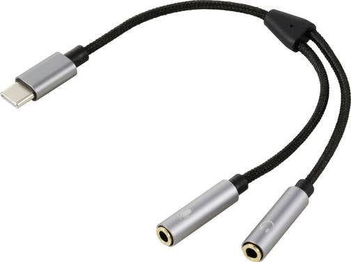 Renkforce USB-C®, Audio/phono Adapter cable [1x USB-C® plug - 2x 3.5 mm socket]  20 cm