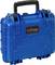 Blue, robust protective case with black handle. Suitable for transporting and storing delicate equipment.