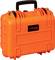 A bright orange, robust protective case with a black handle, suitable for the safe transportation of delicate equipment.