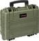 A green, robust protective case with a black handle and red markings from the 'Explorer' brand.