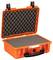 A bright orange, open protective case with foam padding inside, suitable for the safe transportation of delicate items.
