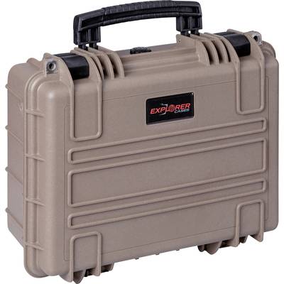 A robust, rectangular beige case with a black carry handle and red 'Explorer Cases' logo on the front. Ideal for protecting sensitive equipment.