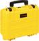 A yellow, robust transport case with a black handle and closures, suitable for the secure transportation of delicate equipment.