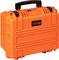 Orange, robust protective case with handle and locks, suitable for the safe transportation of devices or delicate items.