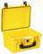 Open yellow protective case with black handle, suitable for transporting delicate equipment.