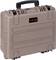 Brown, robust transport case with black handle, suitable for safely transporting delicate equipment.