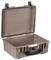 A robust, beige plastic case with an open lid, black carrying handle, and three locks for secure storage.