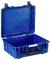 Blue, open plastic case with sturdy locks, empty inside. Ideal for secure transport or storage.