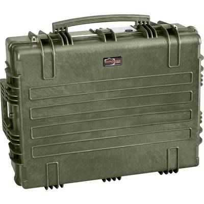 An olive green, robust protective case with carrying handle, suitable for the safe transportation of sensitive equipment.