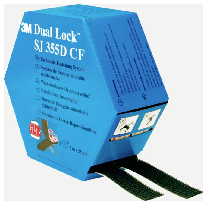 3M Dual Lock SJ355DCF REF Hook-and-loop tape stick-on Mushroom hooks (L x W) 5000 mm x 25 mm Black 1 Pair