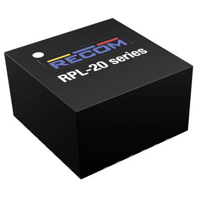 Black electronic component with the label 'RECOM RPL-20 series' on the top side. It is a technical product.