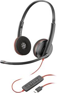 HP Poly Blackwire C3220  On-ear headset Corded (1075100) Stereo Black  Headset, Microphone mute, Volume control PC