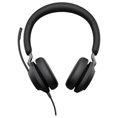 Black, over-ear headphones with microphone, from headband to ear cups. Perfect for calls and music enjoyment.