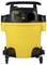 A yellow industrial vacuum cleaner with a black handle and wheels, suitable for use in workshops and construction environments.