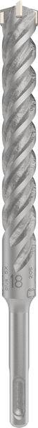 A grey drill bit with spiral grooves and a flat end.
