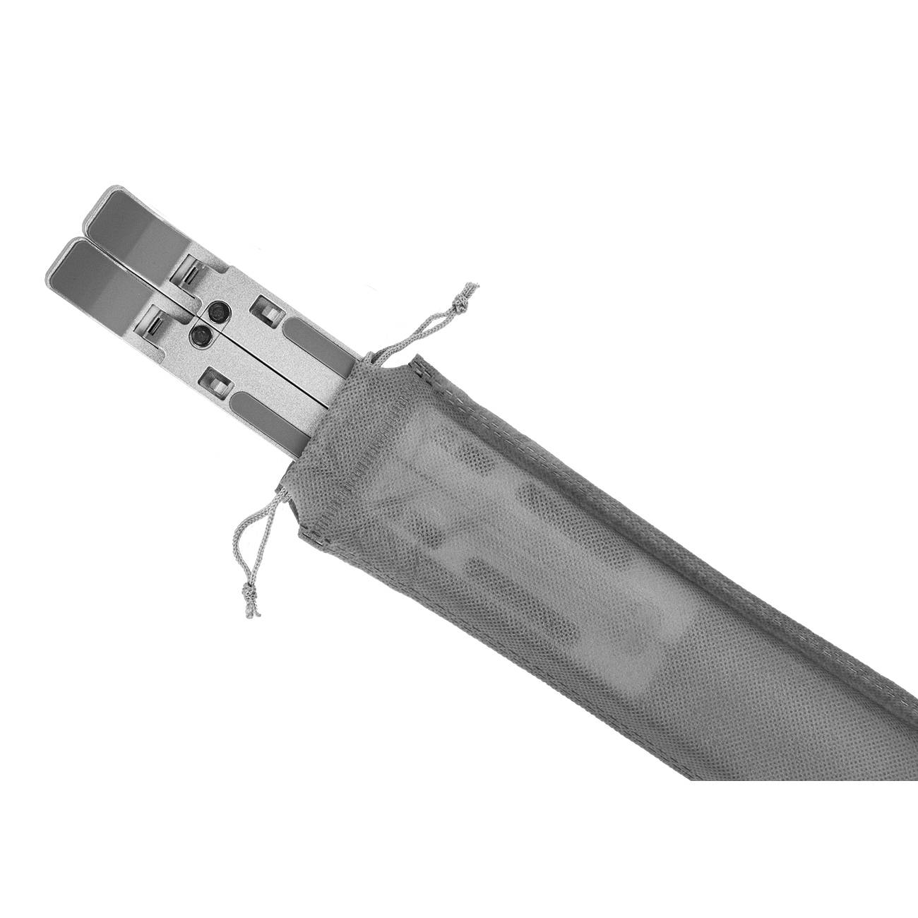 A foldable metal chopstick set with a fabric pouch, perfect for on-the-go or travelling.