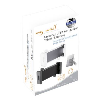 Packaging with the inscription 'Universal VESA Compatible Tablet Mount' and illustrations of the mount from various angles.