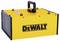 A yellow DeWalt tool box with a black carry handle and logo, suitable for transporting tools.