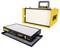 Yellow DEWALT air filtration system with filter element. The filter indicates a direction for the airflow.