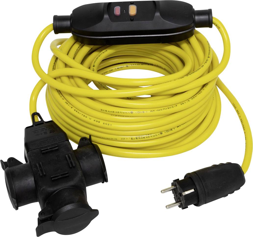 Brennenstuhl 1168768320 Current Cable extension 16 A Yellow, Black 20 m AT-N07V3V3-F 3G 1,5 mm² incl. RCCB