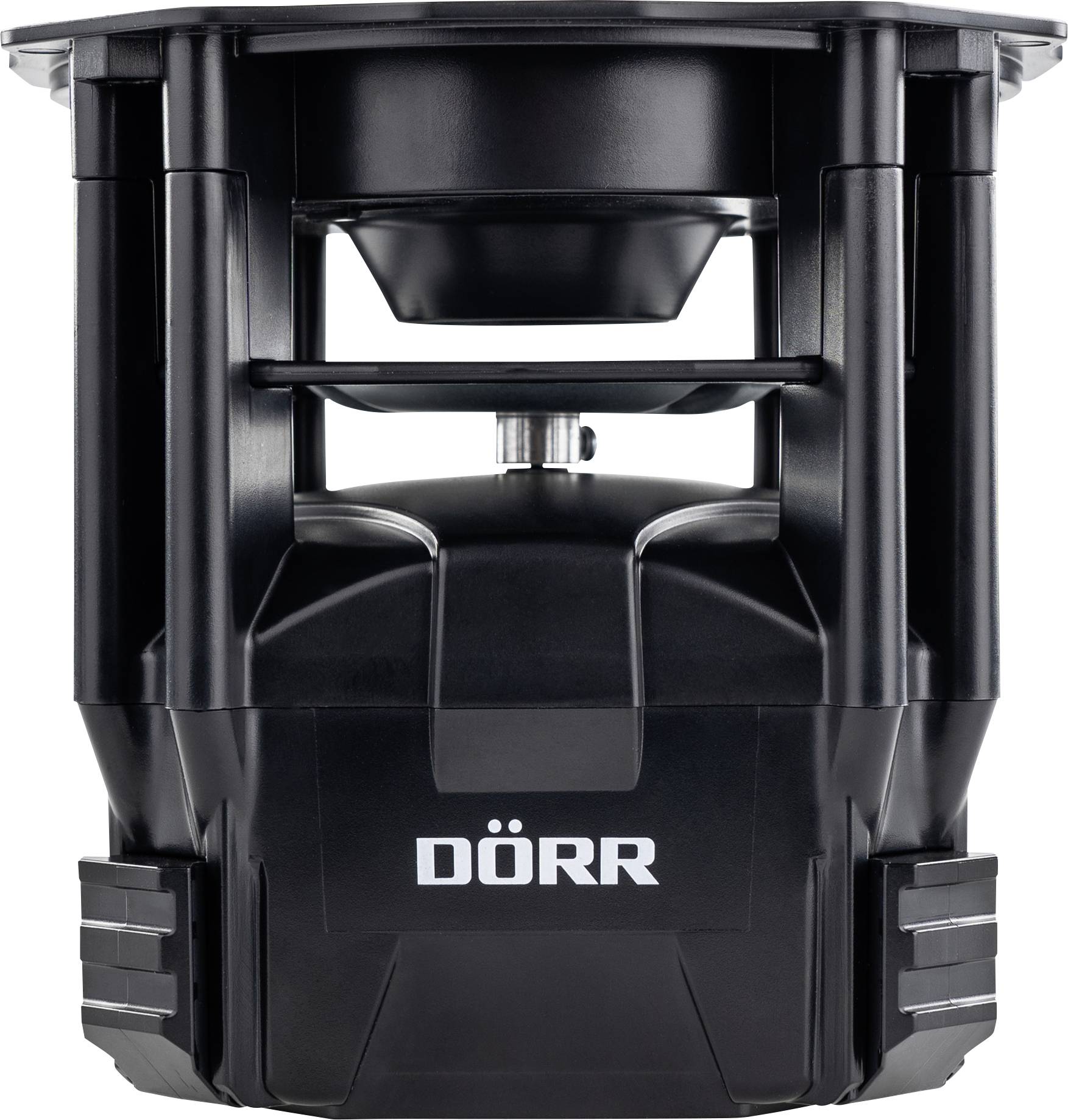 A black wildlife camera sensor from Dörr with multiple sensors and a robust outer shell, suitable for outdoor surveillance.