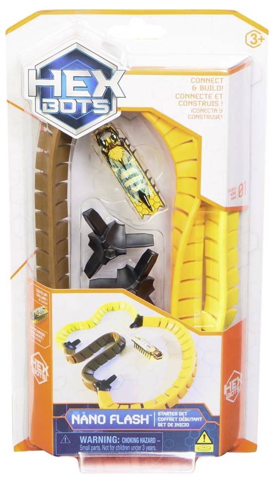 'Hex Bugs Nano Flash' Starter Set with colourful track pieces and Nano Flash. Suitable for ages 3 and up. Includes connecting parts.