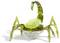 Five colourful, translucent scorpion figures in purple, red, yellow, orange, and blue against a white background, viewed from different angles.