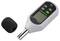 Sound level meter with digital display, buttons for settings and a detachable windscreen for noise measurement.