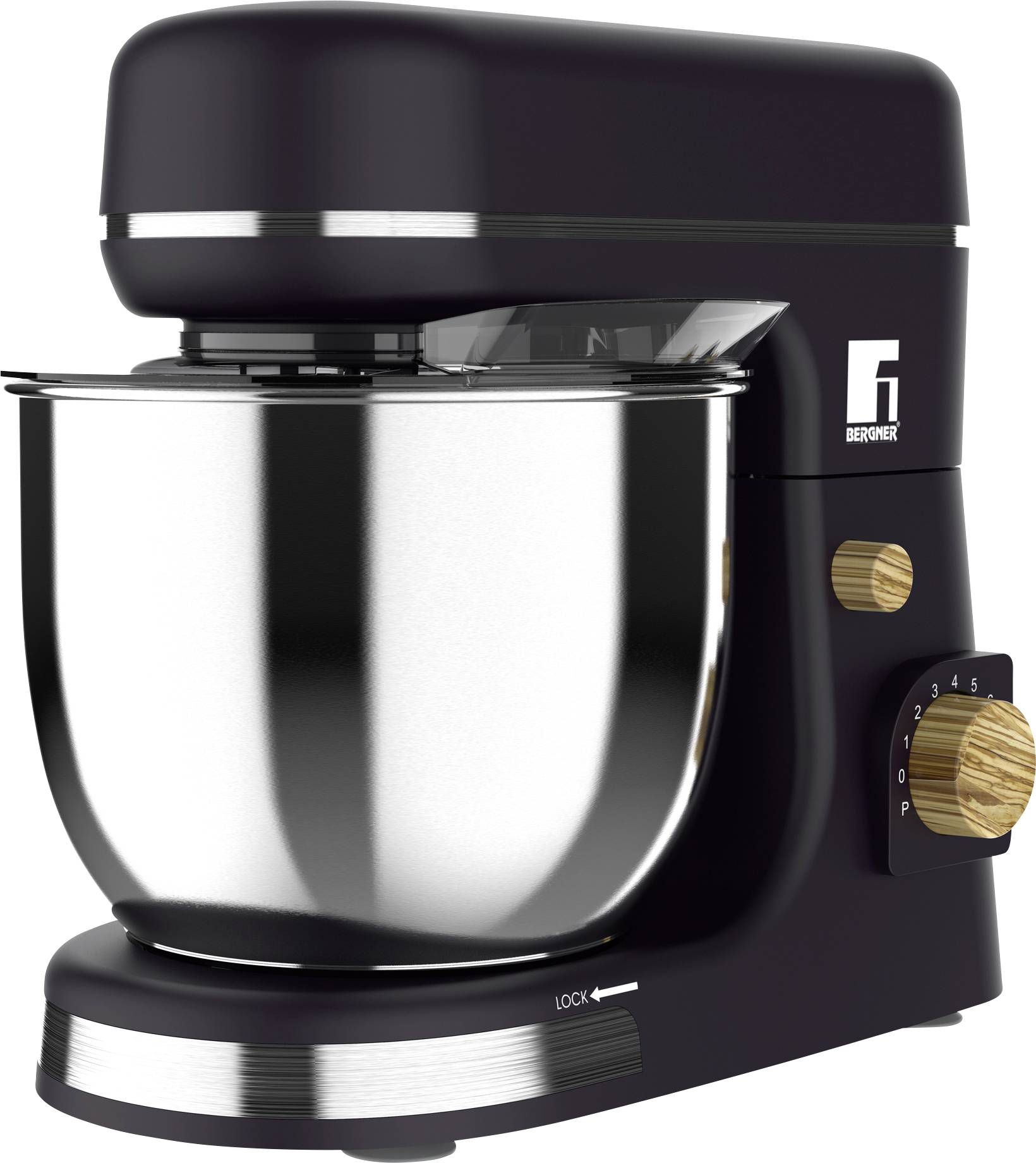 Bergner BG-51036-GY Dough mixer 1300 W Black, Silver, Brown