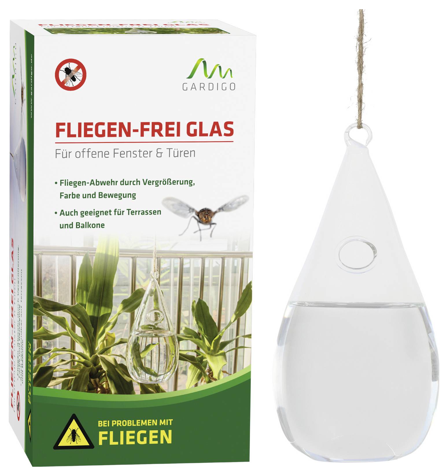 Fly-Free Glass Set to Repel Flies, Suitable for Open Windows and Doors. Contains Glasses with Water and Sealing.
