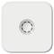 Smoke detector with a circular grille in the centre, square-shaped, white in colour. Wall-mounted for fire protection.