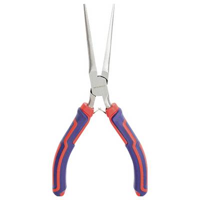 Round pliers with red and blue plastic handles, suitable for precise gripping and bending work in craft and repair tasks.
