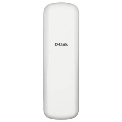 A white, vertical D-Link Wi-Fi device in a cylindrical shape with logo.