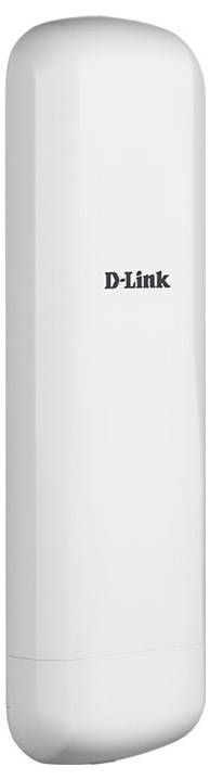 A white, vertical D-Link device in a cylindrical form, presumably a network device or access point, with the logo visible at the front.