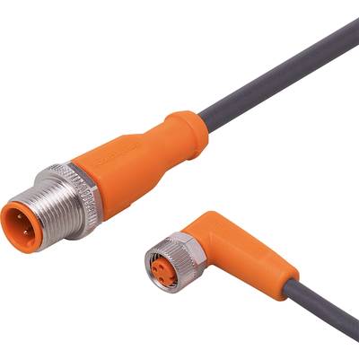 Two orange connectors with black cable; one straight, one at a right angle. Suitable for industrial applications.
