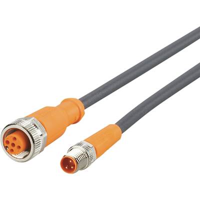 Two orange and black connectors facing each other. The cables are fitted with a metallic screw lock.