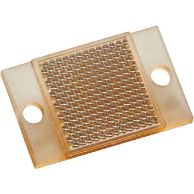 A rectangular reflective plate with numerous small mirrored surfaces, encased in a transparent plastic frame with two holes.