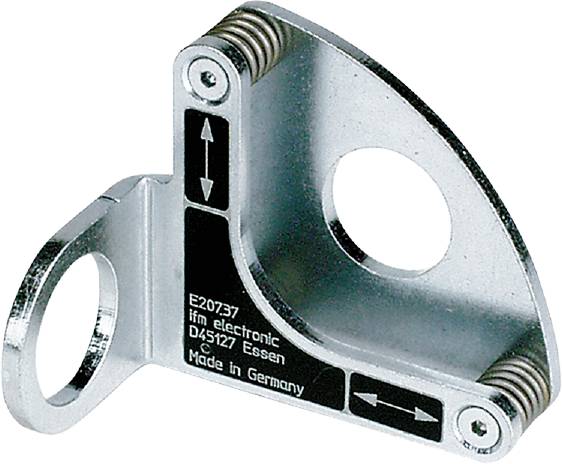 Metal mounting bracket with a curved design and arrows. Text on the bracket: 'E20737' and 'Made in Germany'.