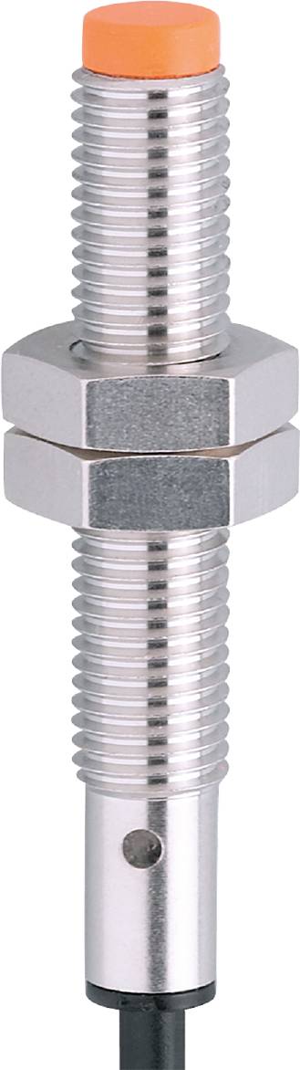 Close-up of a silver screw with nuts on a white background. The screw is vertically aligned.
