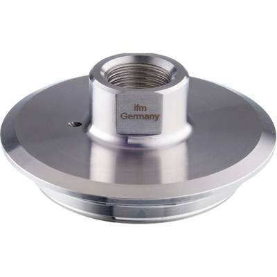 Metallic component with a screw connection and an 'ifm Germany' engraving on the surface.