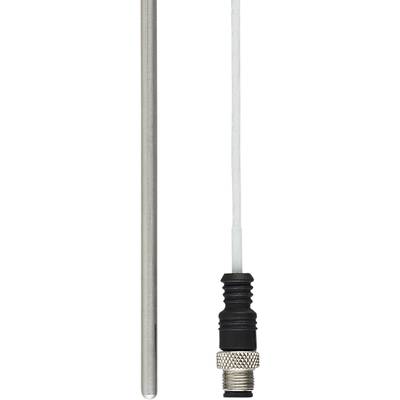 A metal rod and an adjacent, elongated, white object on a white background.