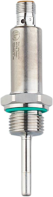 A silver metal connector with threading, surrounded by a green seal, possibly part of a piping system.