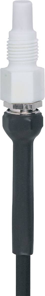 A black and white bottle deposit cap on a stem; it is used for identification by deposit return machines.
