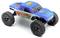 A blue remote-controlled off-road monster truck with the number '02' on the bonnet. Large tyres and robust construction visible.