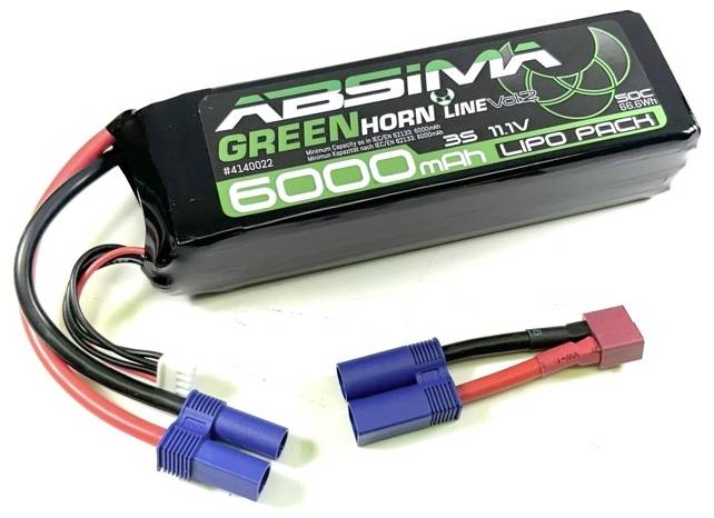 Absima Scale model battery pack (LiPo) 11.1 V 6000 mAh No. of cells: 3 50 C Stick EC5 plug