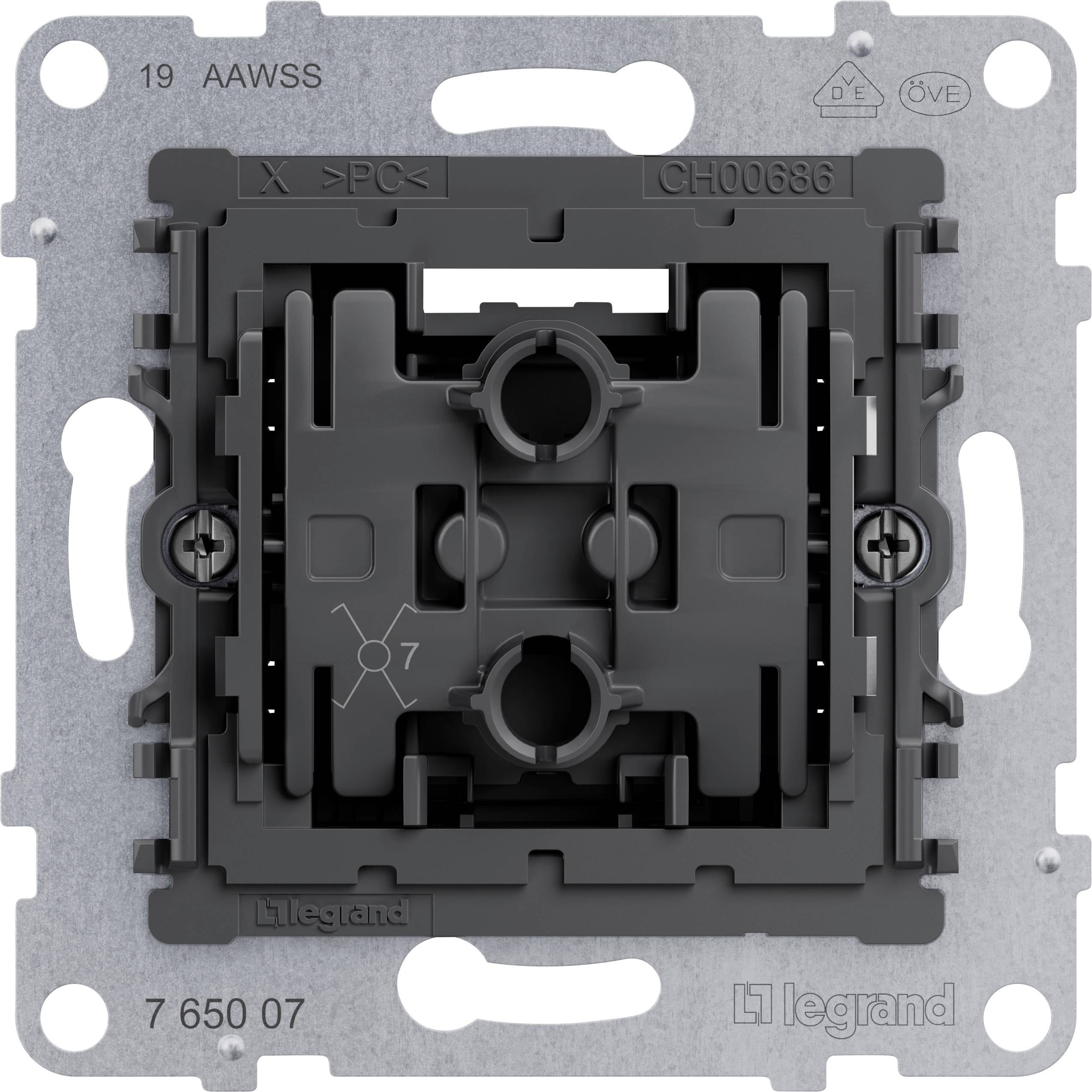 Legrand 1-piece Insert Cross-switch, Flush-mount Seano Metal, Black 765007 1 pc(s)