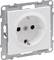 White Schuko socket by Legrand, built into a metal mounting, suitable for standard plugs in Europe.