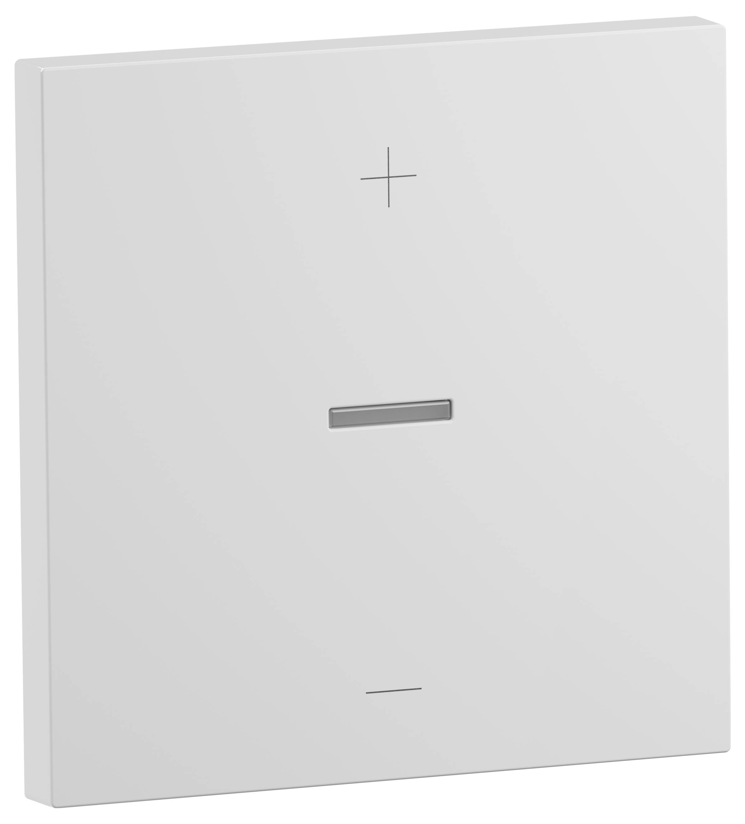 White rectangular light switch plate with plus and minus symbols for adjusting brightness.