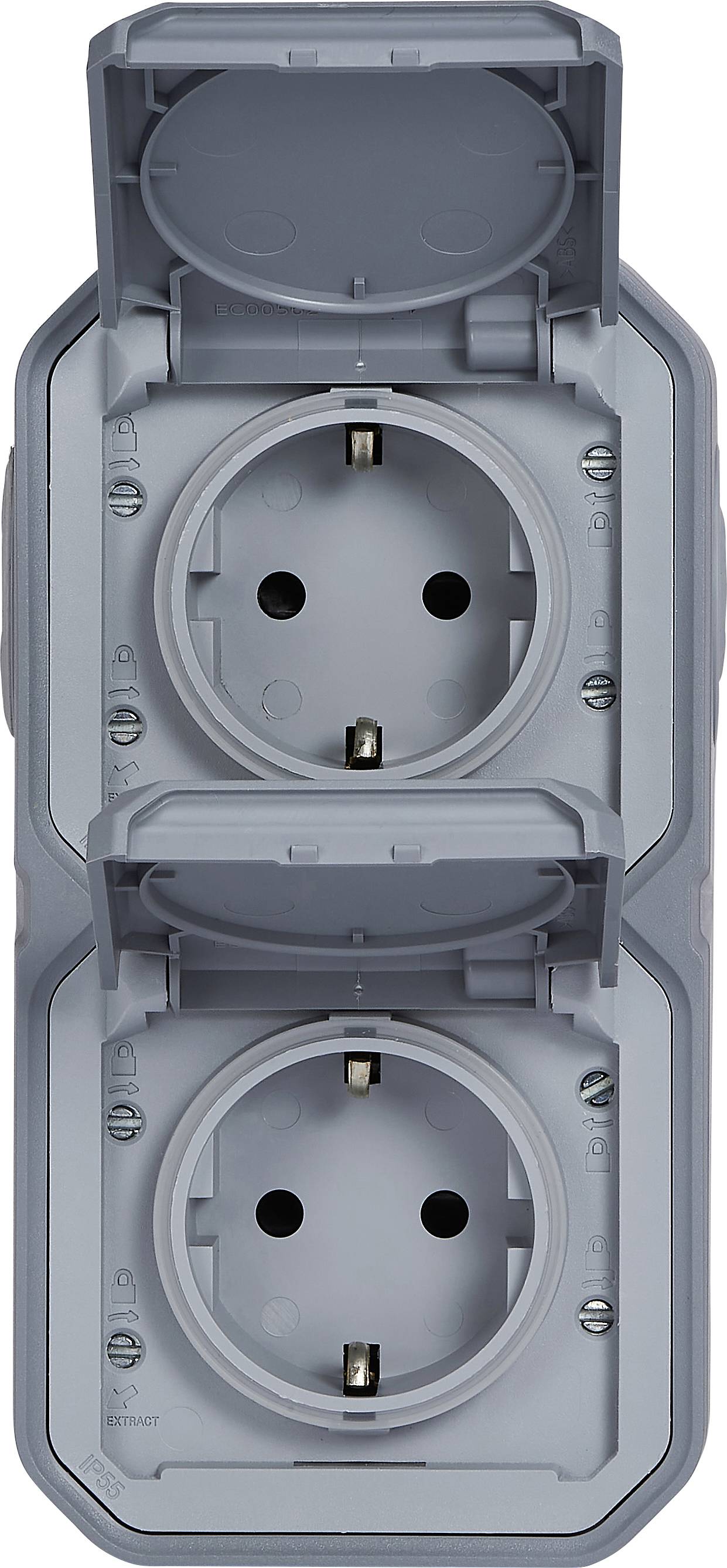 Legrand Complete Surface-mount, Two gang socket, PG socket (+ lid) Plexo Grey 069744L 1 pc(s)