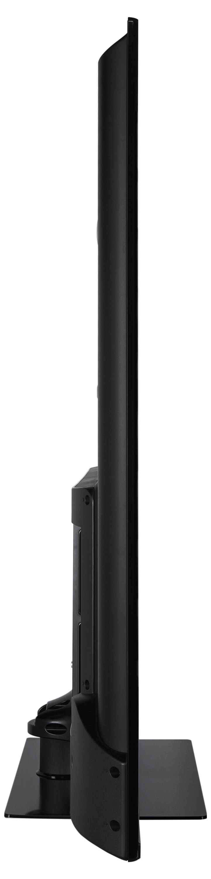 Side view of a flat monitor on a stand, showing the device's slim profile.